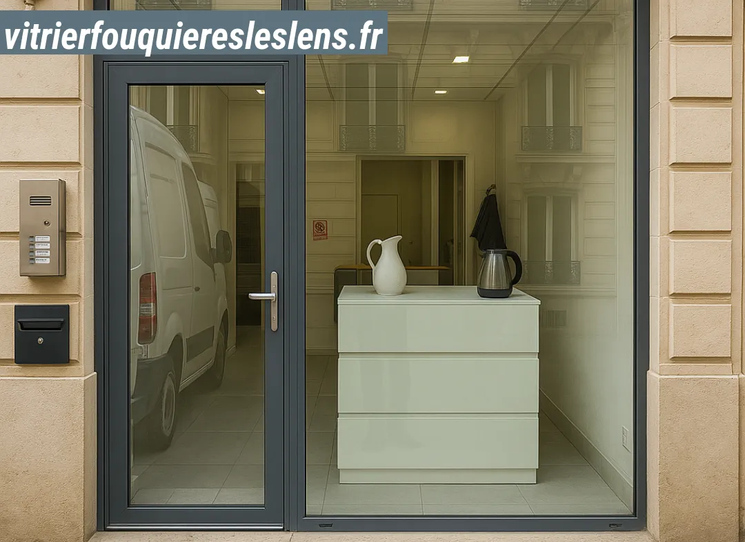 Façade vitrine de magasin en aluminium sur mesure à Fouquières-lès-Lens
